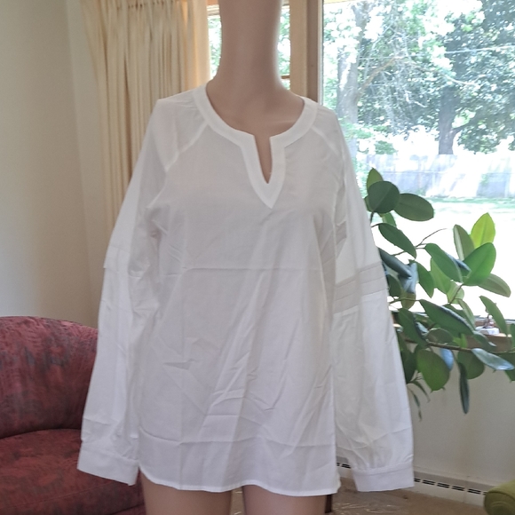 harshman los angeles Tops - White Long Sleeve Blouse L Ptp 21"